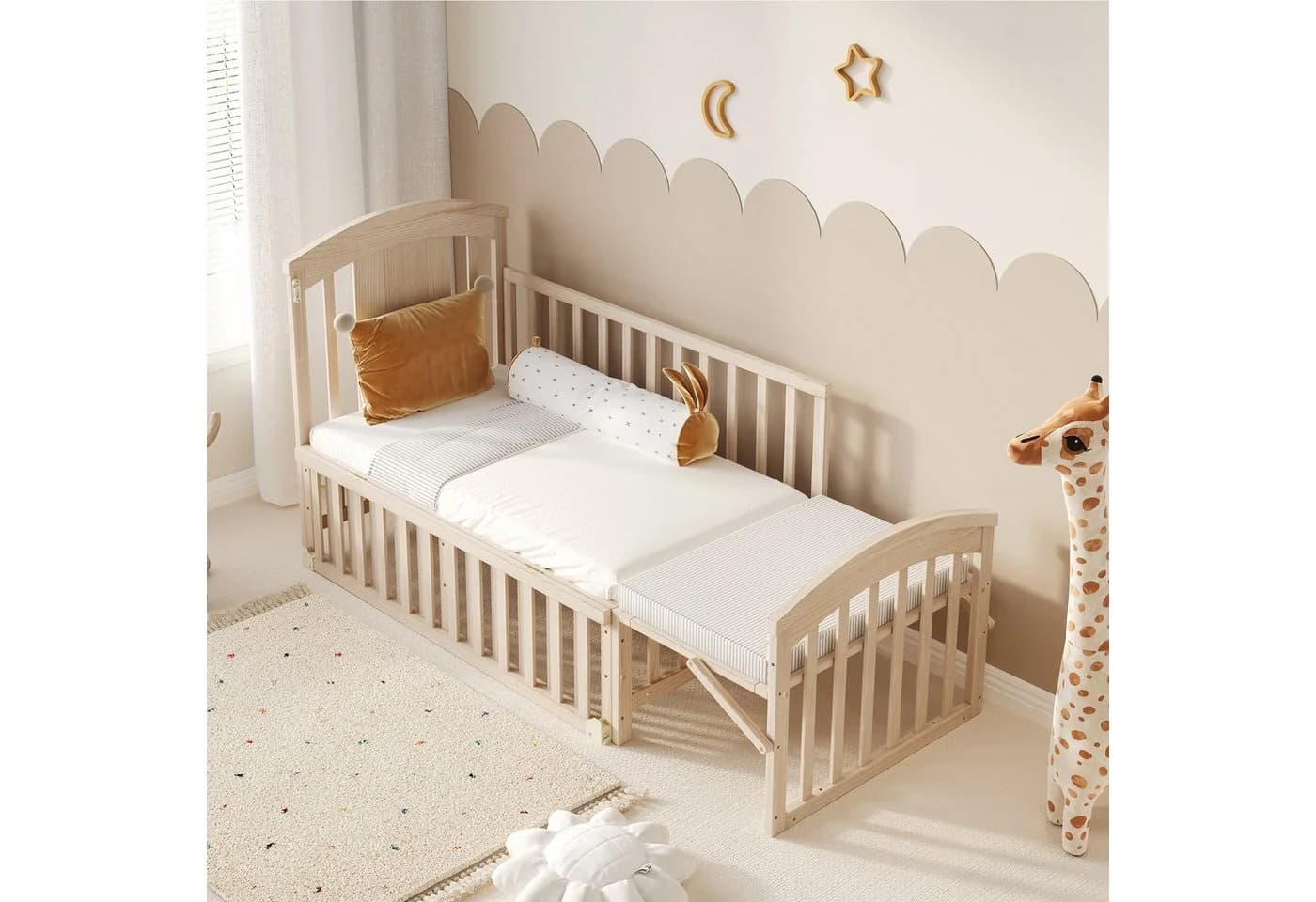 Flieks Babybett Nebenbett Kiefer Massivholz mit abnehmbarem Seitengitter - Bild 4