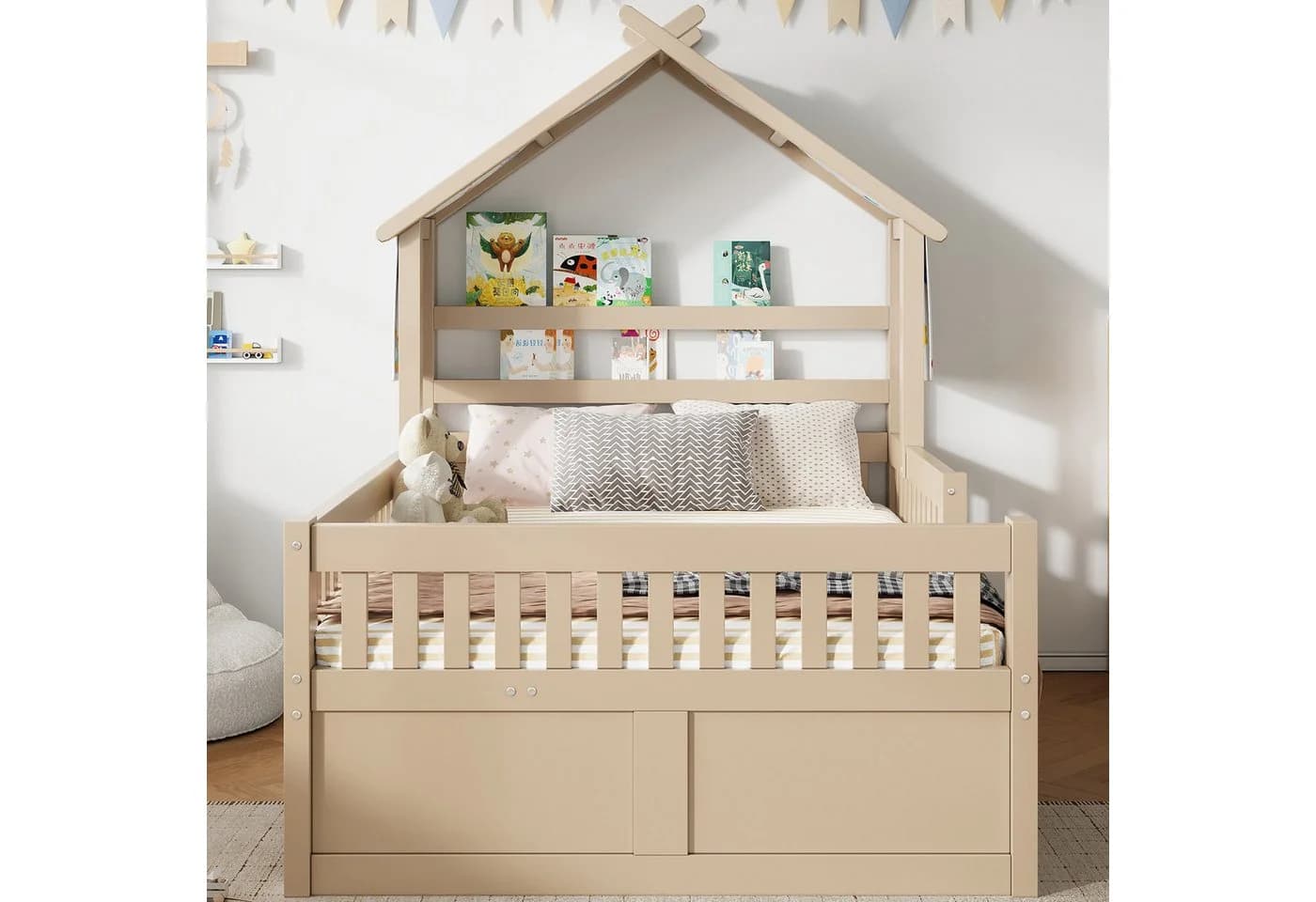 Flieks Kinderbett Hausbett 140x200 mit Ausziehbett & Schubladen - Bild 3