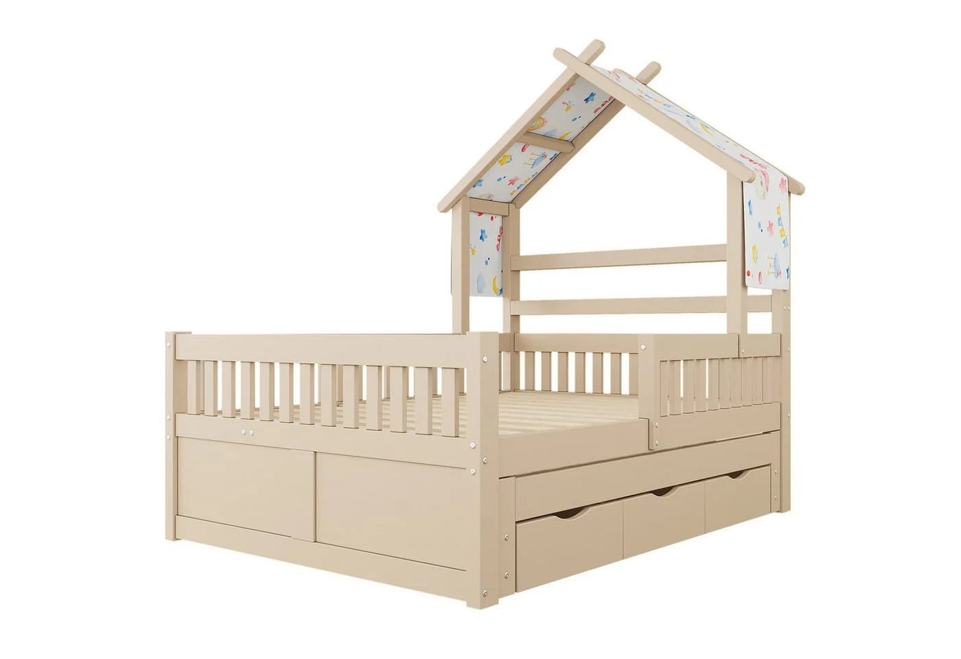 Flieks Kinderbett Hausbett 140x200 mit Ausziehbett & Schubladen - Bild 5