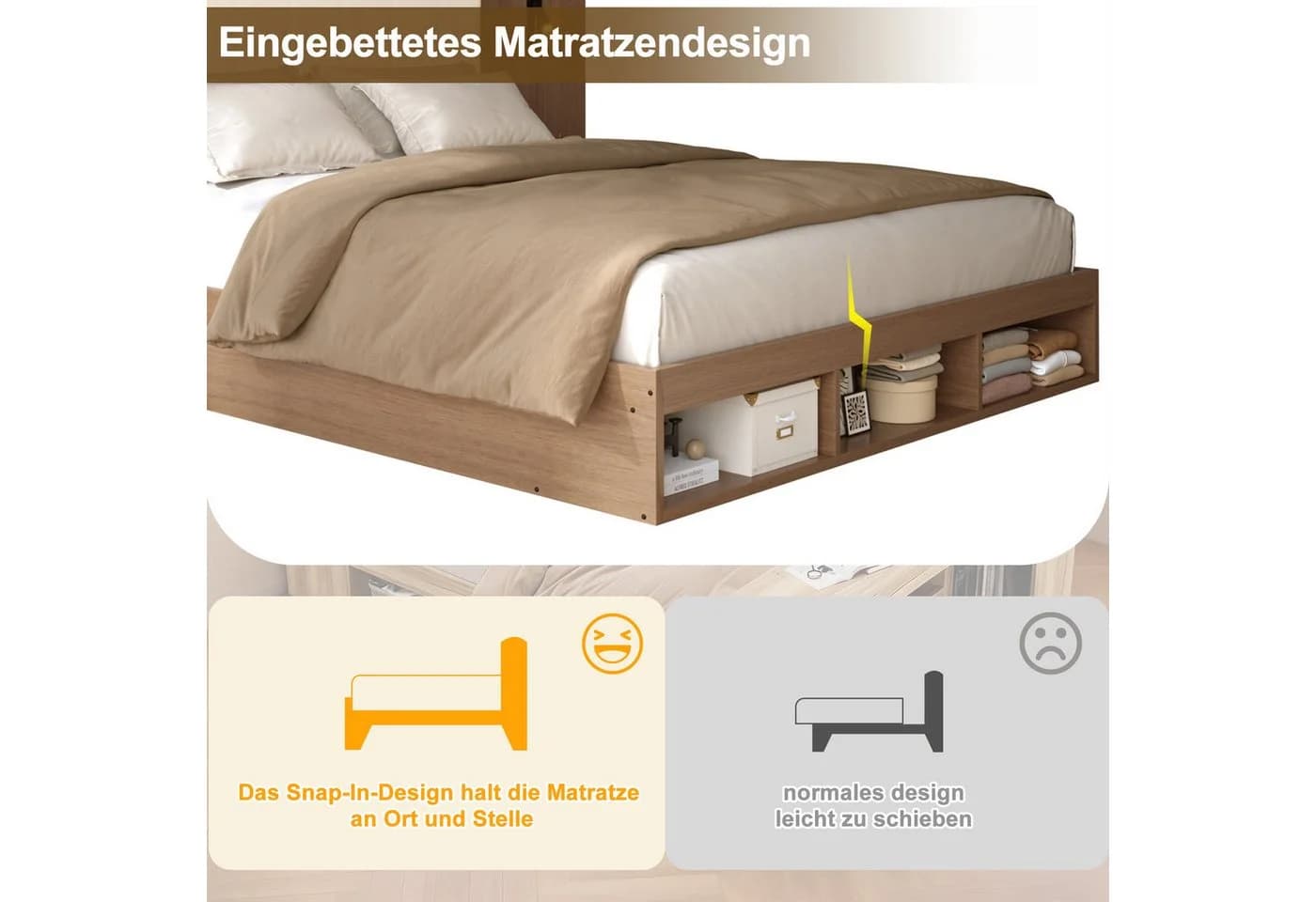 Flieks Holzbett Stauraumbett 180x200cm mit Nachttischen - Bild 5