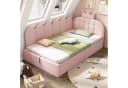 Flieks Polsterbett L-Form Rosa Hydraulisches Daybett mit Kronen-Design Bild 3