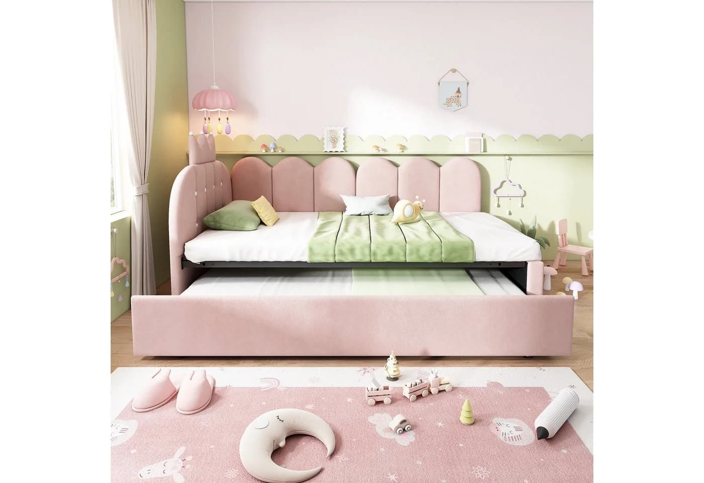 Flieks Polsterbett Daybett L-Form Rosa mit Ausziehbett - Bild 4