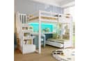 Flieks Hochbett Kinderbett mit LED, Stauraumtreppe, Schreibtisch Bild 1
