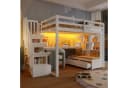 Flieks Hochbett Kinderbett mit LED, Stauraumtreppe, Schreibtisch Bild 2