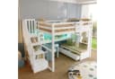 Flieks Hochbett Kinderbett mit LED, Stauraumtreppe, Schreibtisch Bild 3