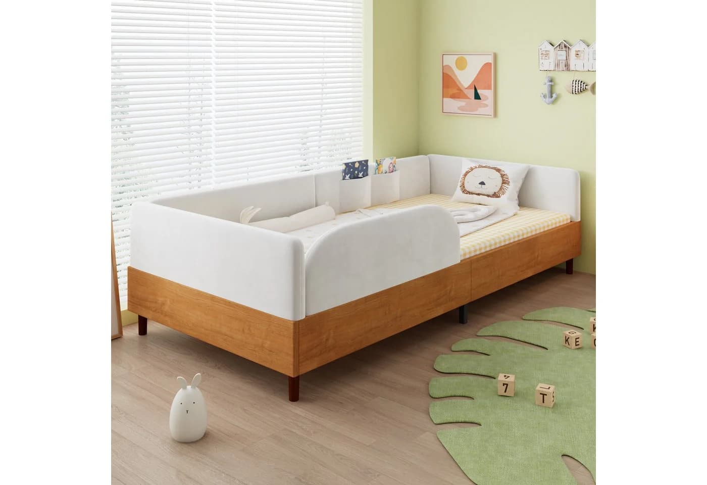 Flieks Polsterbett Samt & Holz Design mit Stautaschen