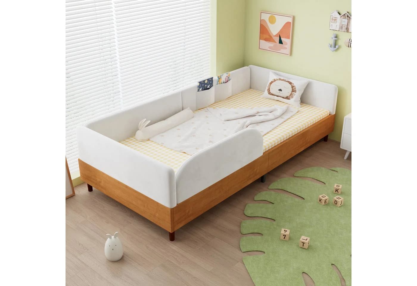 Flieks Polsterbett Samt & Holz Design mit Stautaschen - Bild 2