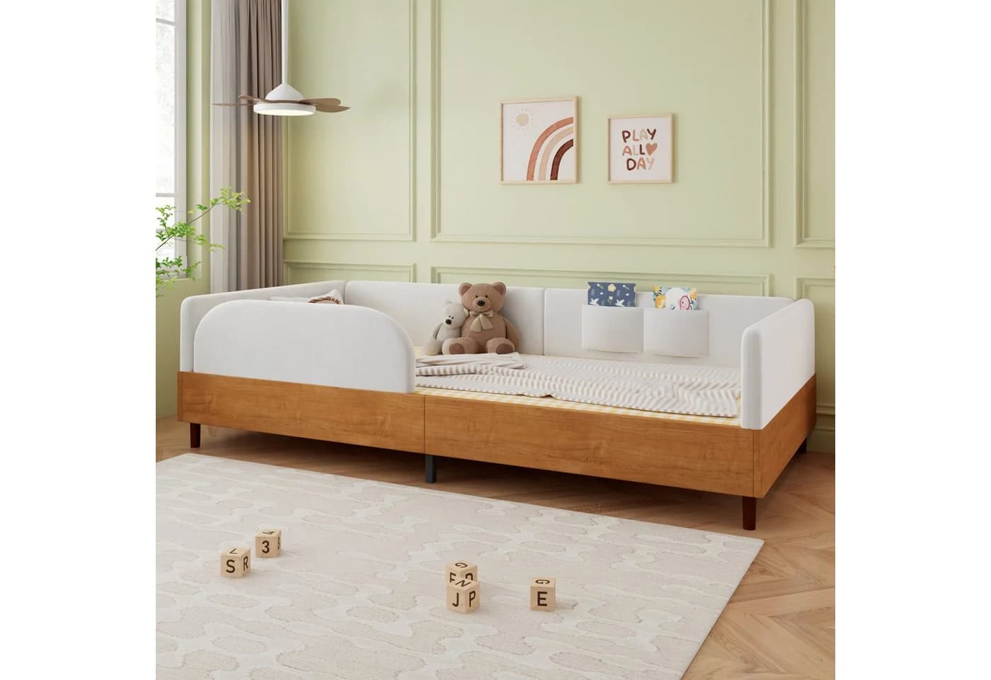 Flieks Polsterbett Samt & Holz Design mit Stautaschen - Bild 3