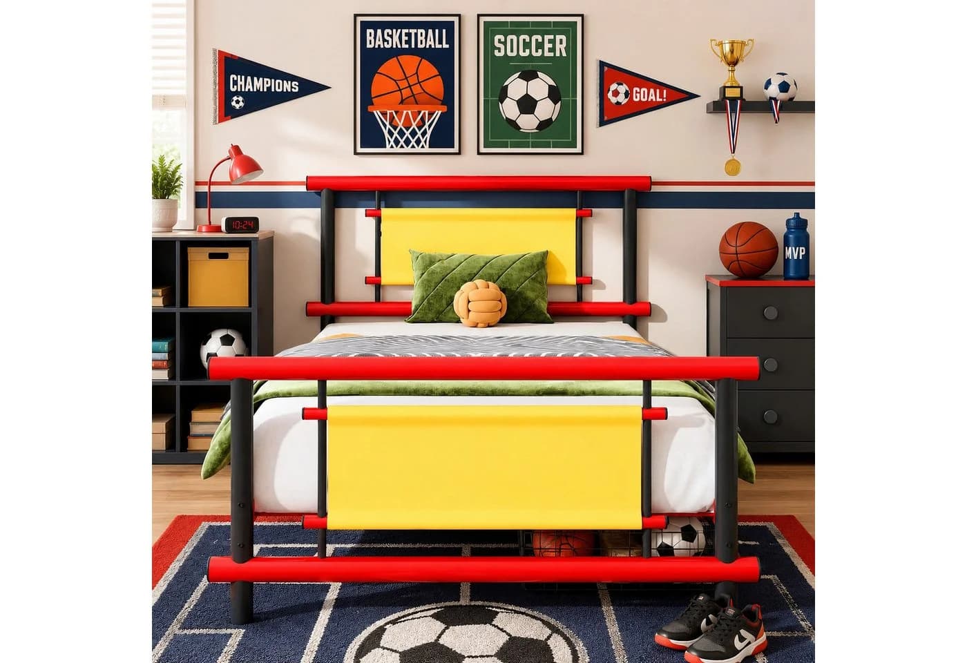 Flieks Kinderbett Metallbett 90x200cm Rot mit 2 Schubladen - Bild 3