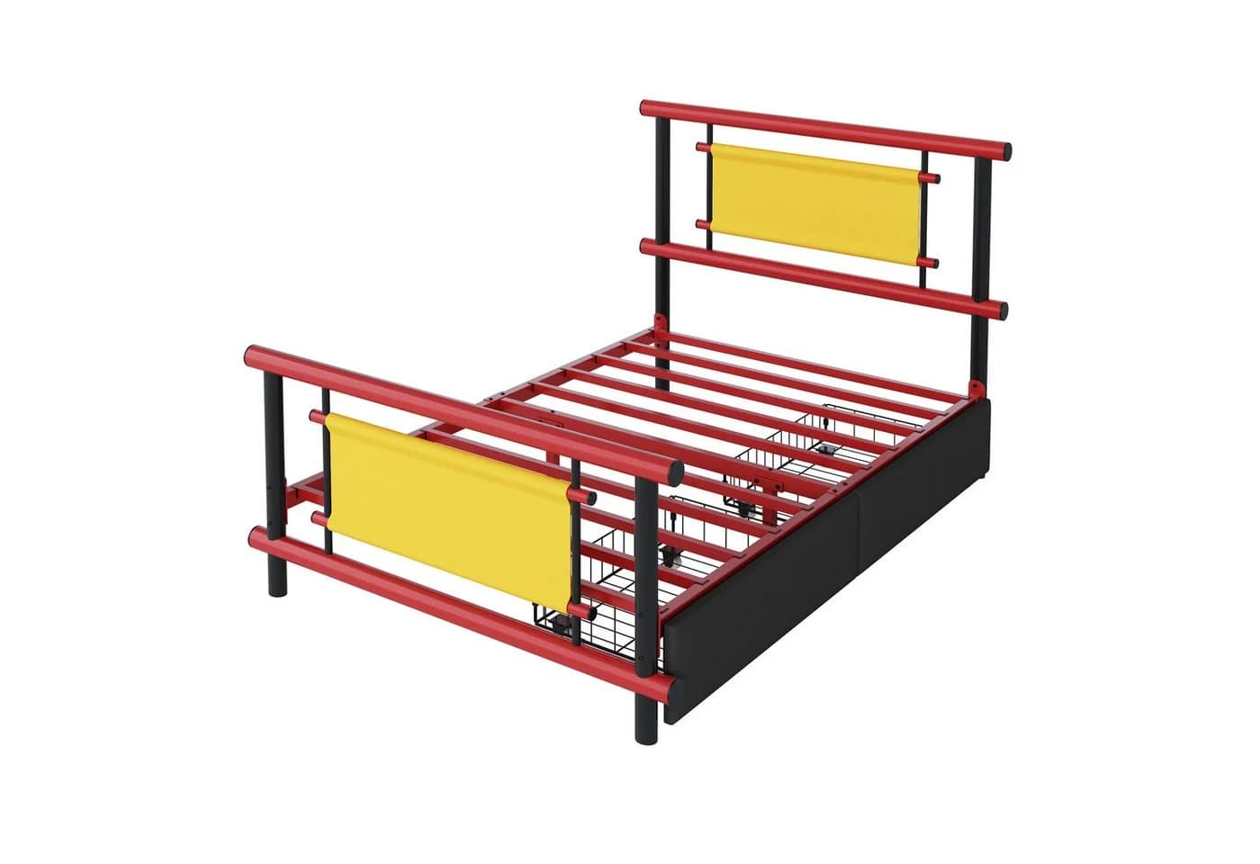 Flieks Kinderbett Metallbett 90x200cm Rot mit 2 Schubladen - Bild 5