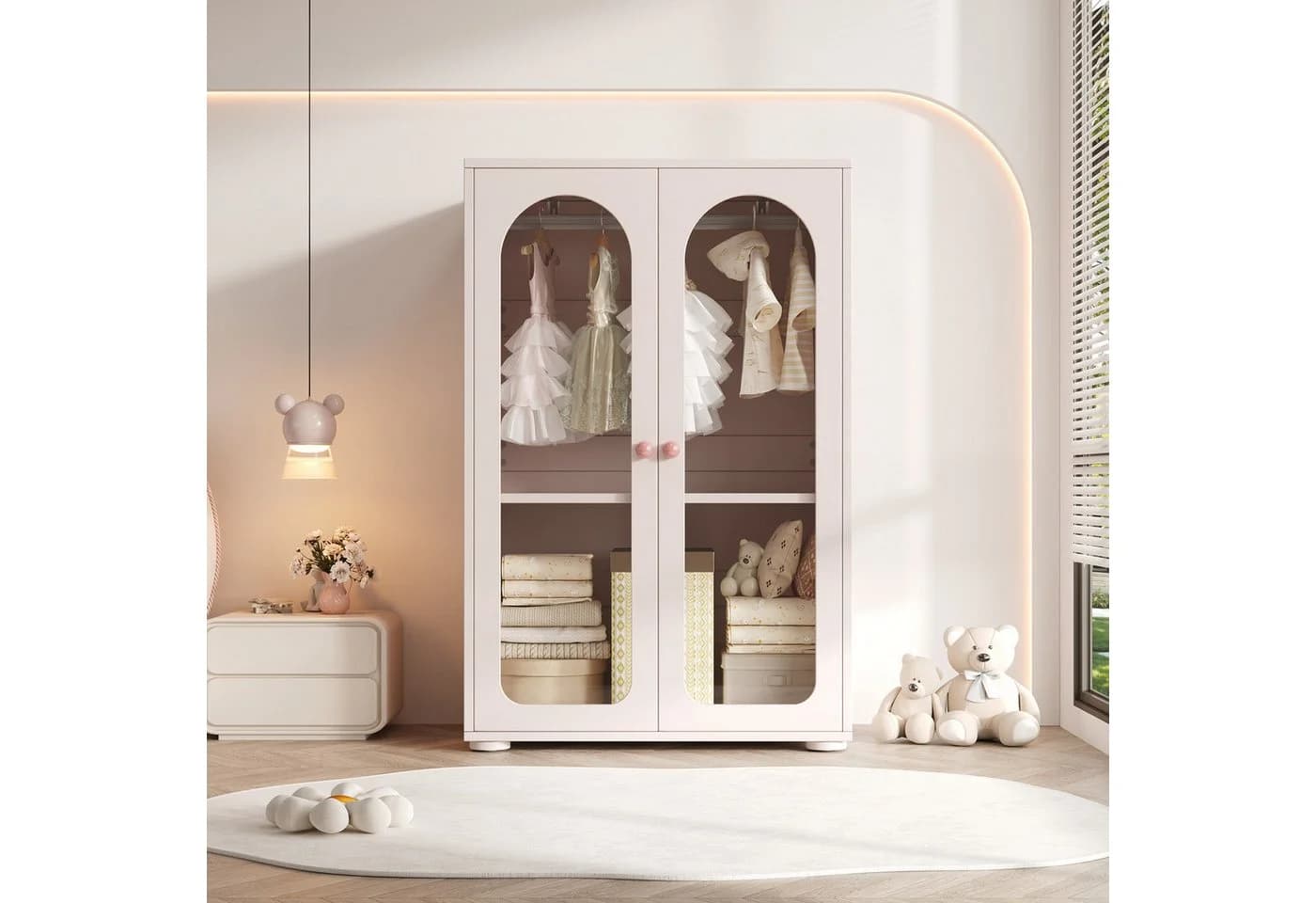 Flieks Kinderkleiderschrank Rosa 2-türig mit Acryl-Türen - Bild 2