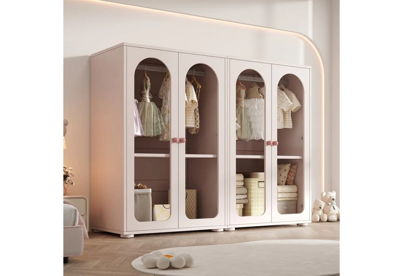 Flieks Kinderkleiderschrank 2-tlg. Rosa Acryl-Türen - Bild 3