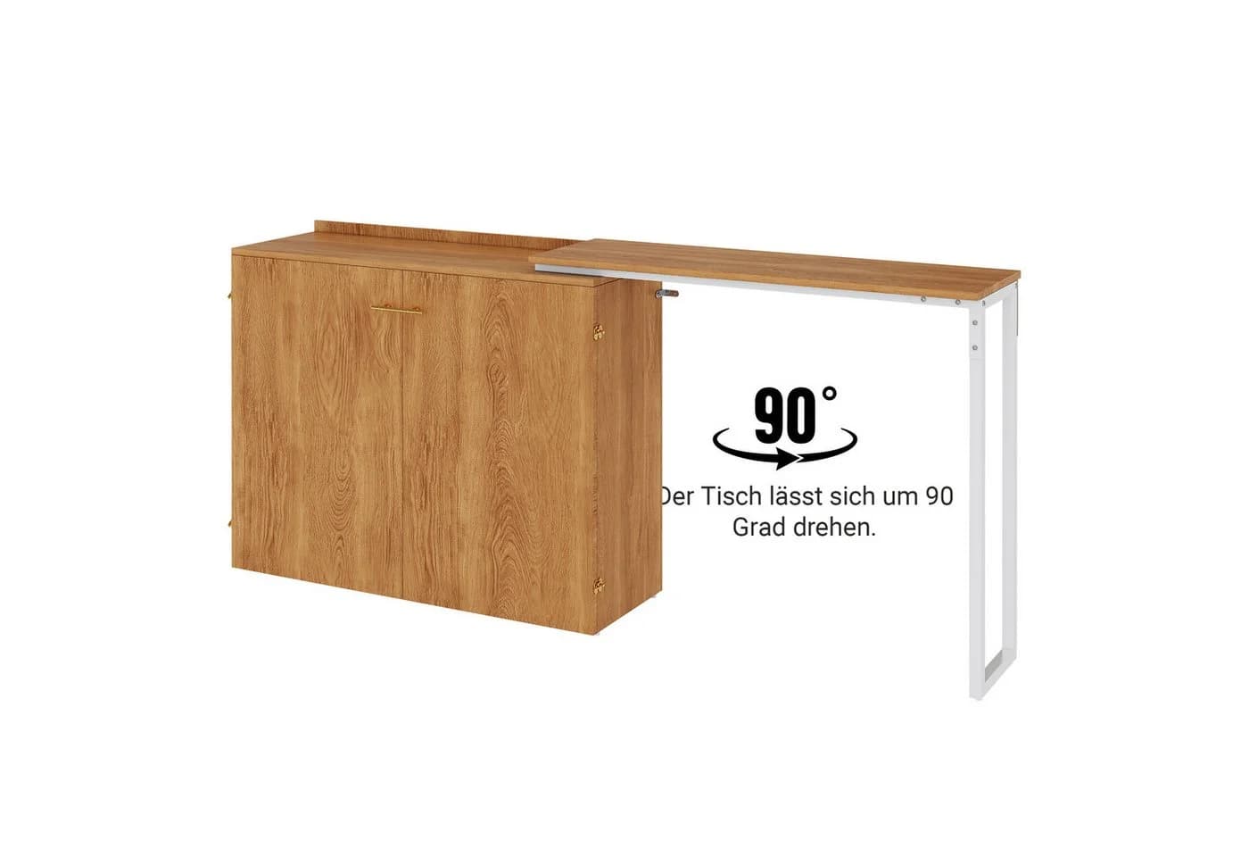 Flieks Schrankbett 90x200 mit Dreh-Schreibtisch & Matratze - Bild 4