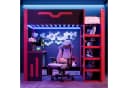 Flieks Hochbett mit Schreibtisch, LED & Stauraumregal Schwarz Bild 1