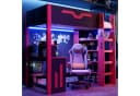 Flieks Hochbett mit Schreibtisch, LED & Stauraumregal Schwarz Bild 2