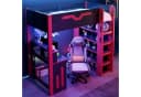 Flieks Hochbett mit Schreibtisch, LED & Stauraumregal Schwarz Bild 3
