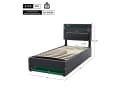 Flieks Polsterbett Einzelbett 90x190 Schwarz LED USB Stauraum Bild 4