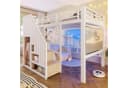 Flieks Hochbett Weiß mit Stauraumtreppe & Lichtstreife Bild 2