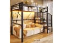 Flieks Hochbett Metallbett 90x200cm Schwarz mit LED und Stauraumtreppe Bild 3
