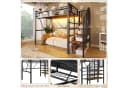 Flieks Hochbett Metallbett 90x200cm Schwarz mit LED und Stauraumtreppe Bild 5