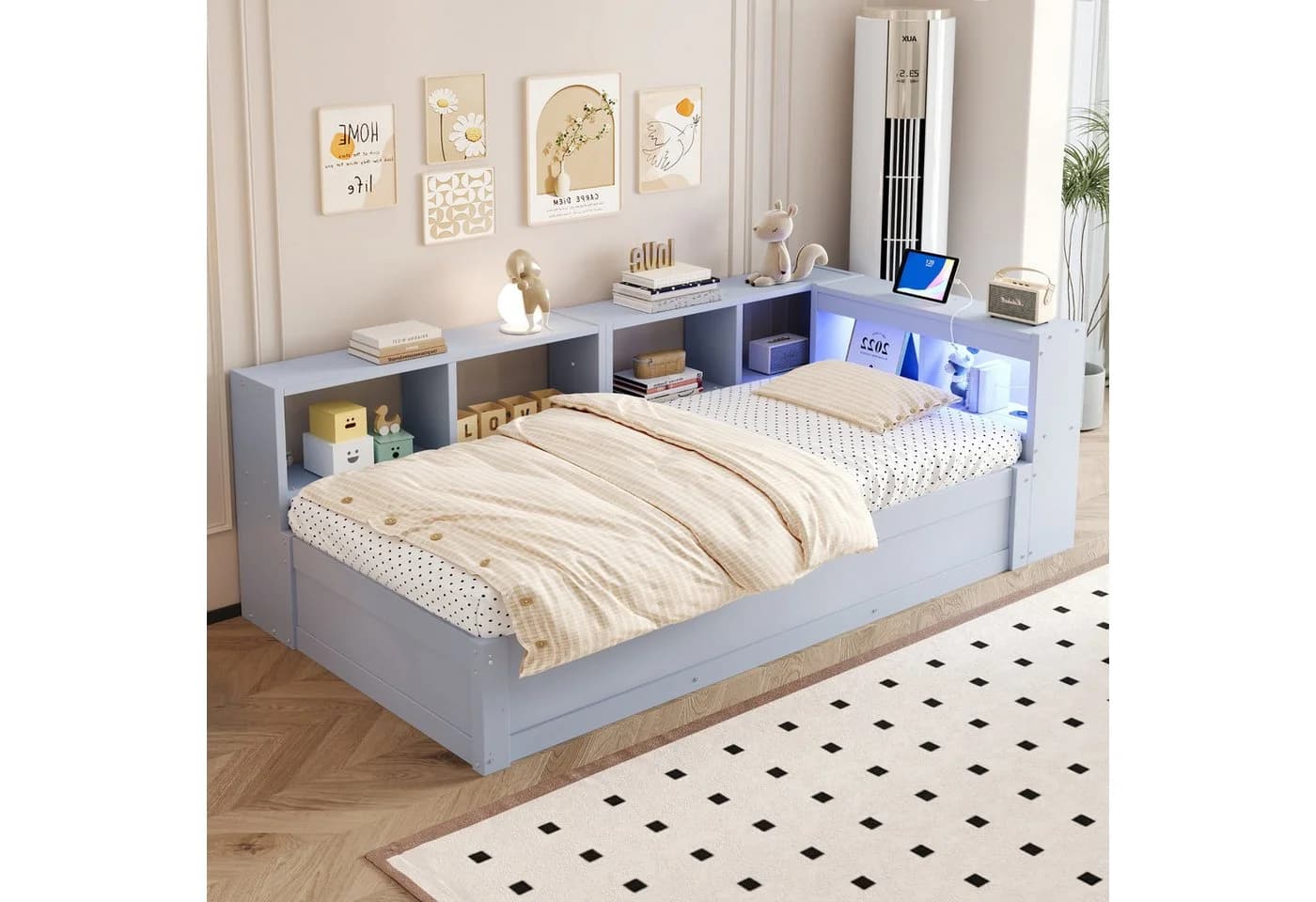 Flieks Massivholzbett Daybett Grau mit LED & Stauraum - Bild 3