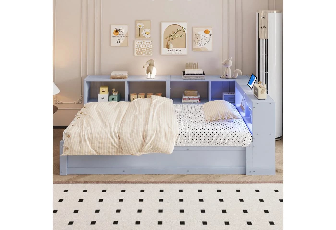 Flieks Massivholzbett Daybett Grau mit LED & Stauraum - Bild 4