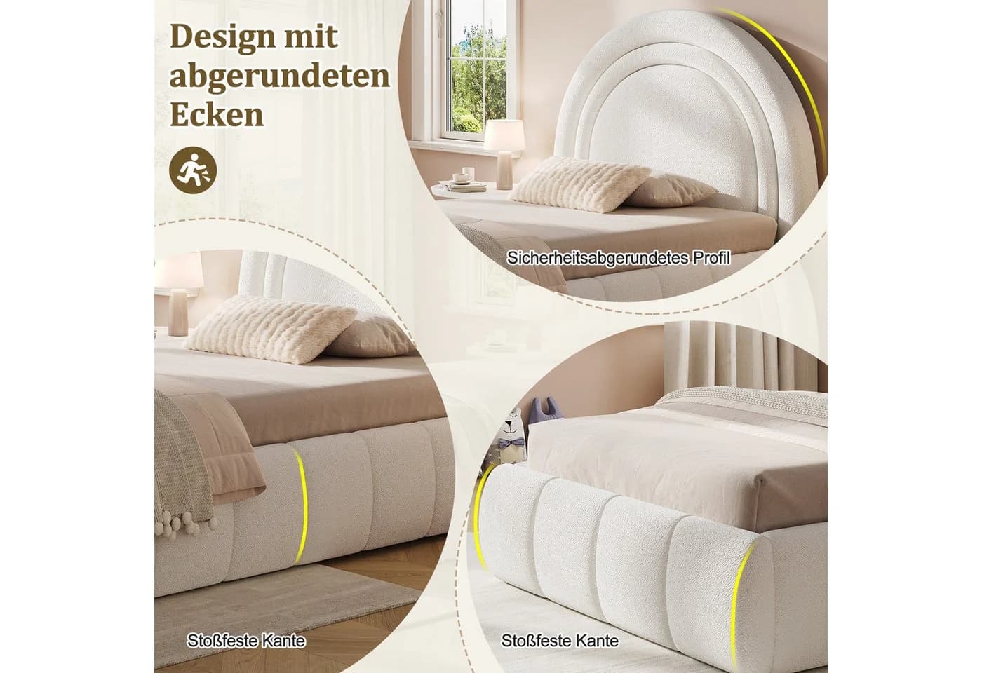 Flieks Polsterbett Hydraulisch Beige Bouclé - Bild 4