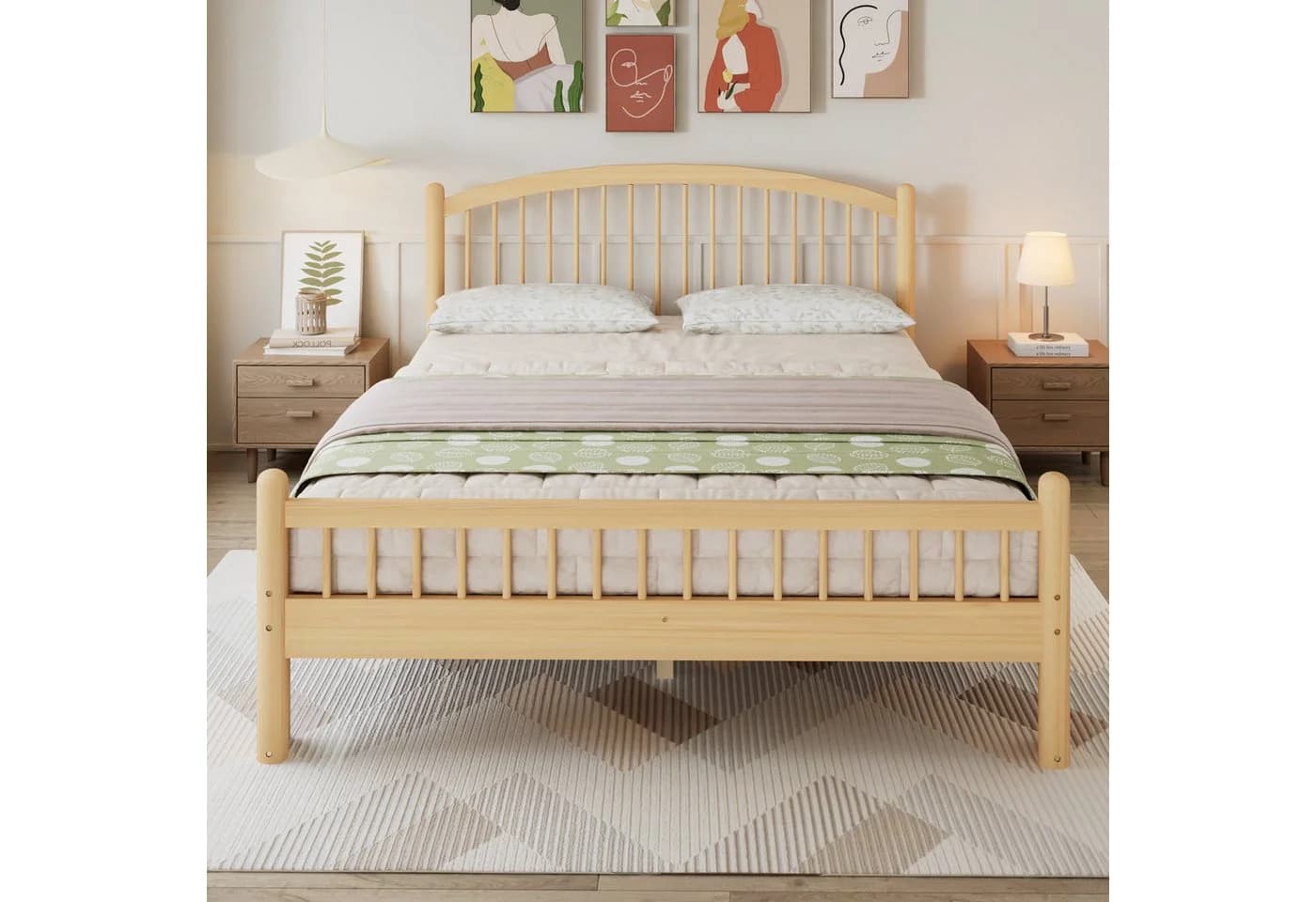 Flieks Massivholzbett 140x200 cm mit Lattenrost Beige