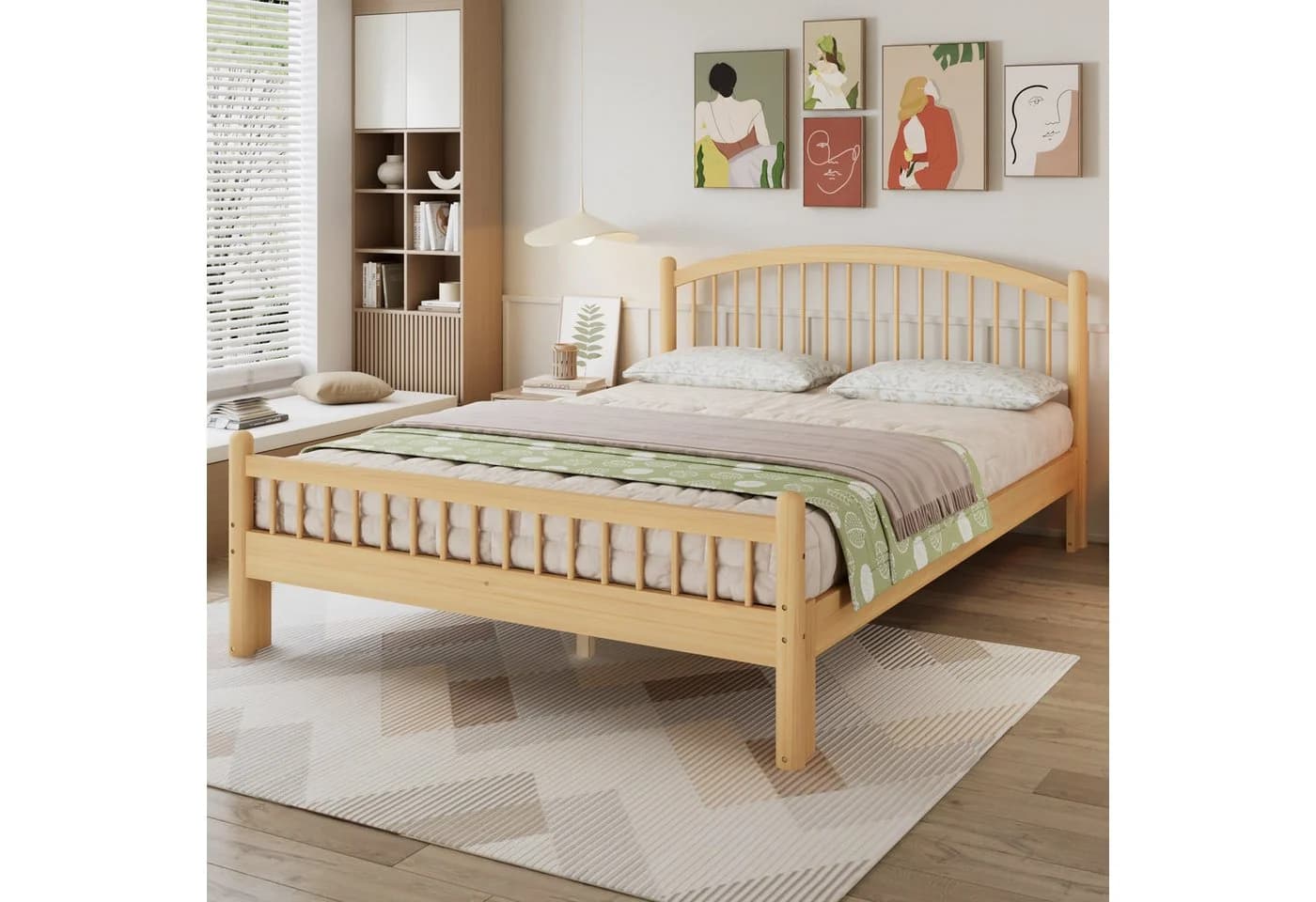 Flieks Massivholzbett 140x200 cm mit Lattenrost Beige - Bild 2