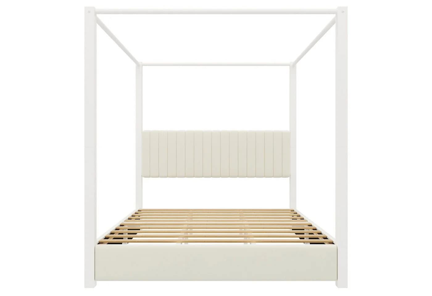 Flieks Himmelbett Polsterbett 180x200 Samt weiß - Bild 4