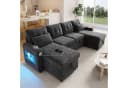 Merax Ecksofa U-förmig mit Schlaffunktion LED USB Beige/Grau Bild 3
