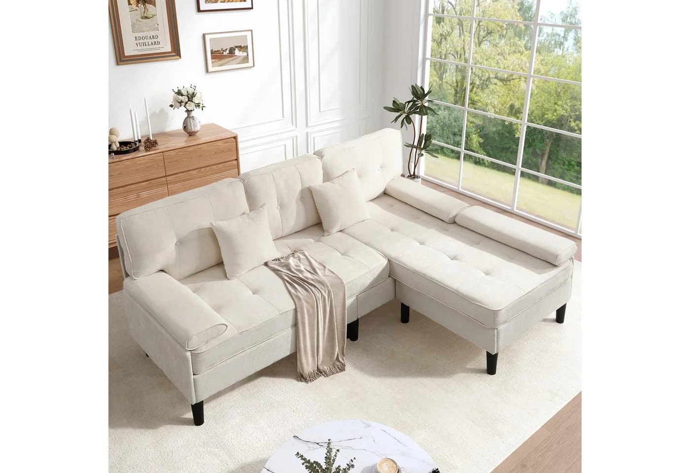Merax Ecksofa Chenille L-Form Sofa 195 cm Breite - Bild 2