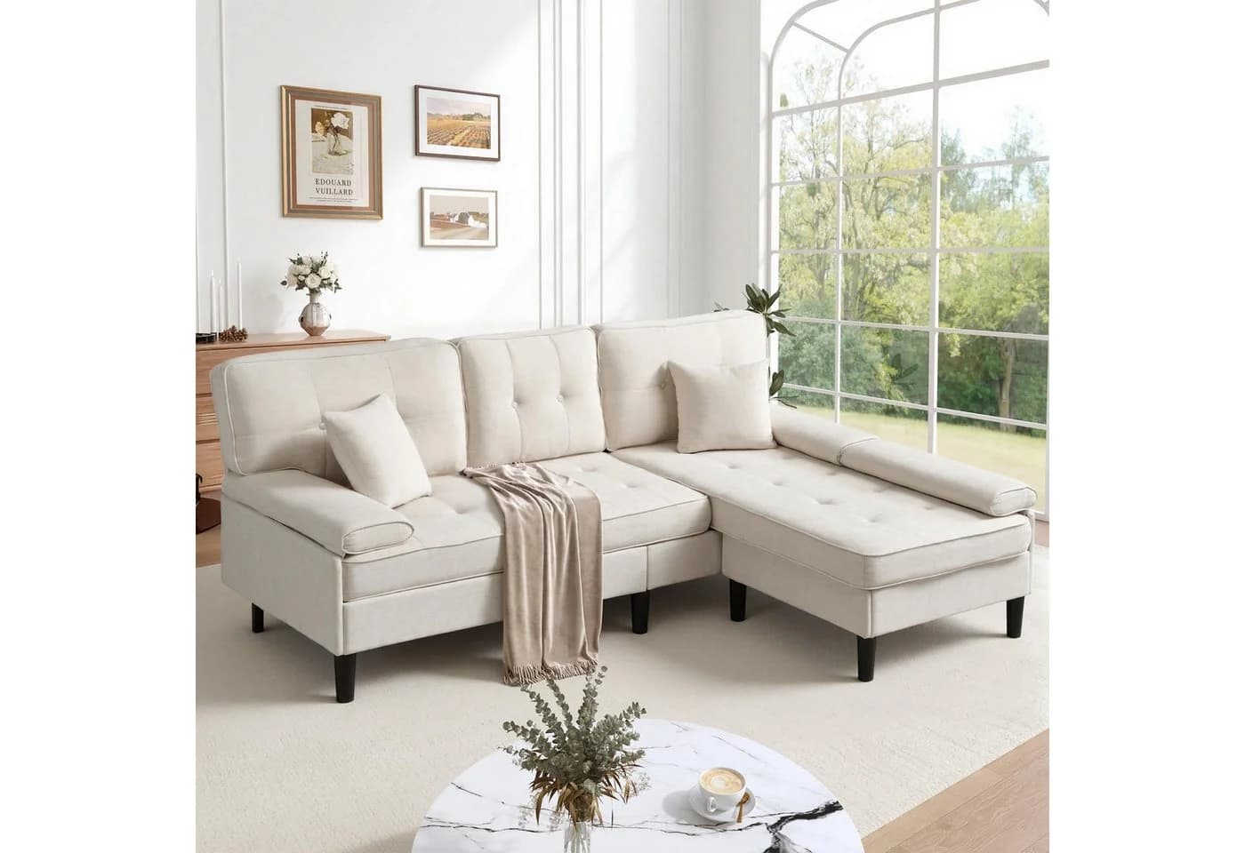 Merax Ecksofa Chenille L-Form Sofa 195 cm Breite - Bild 3