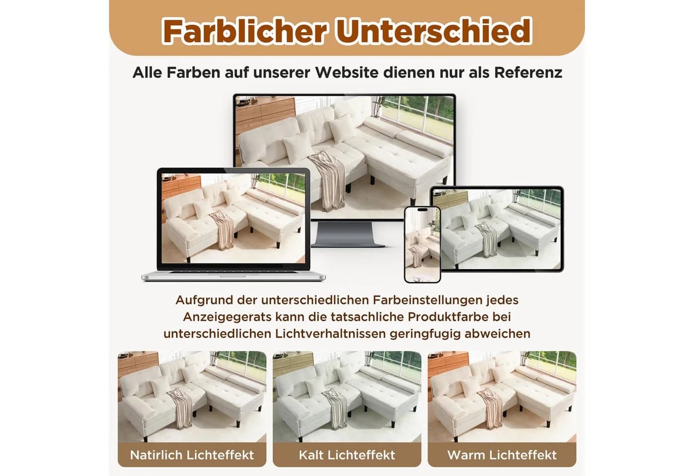 Merax Ecksofa Chenille L-Form Sofa 195 cm Breite - Bild 5