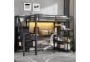 Merax Hochbett 140x200cm mit LED-Licht und USB-Ladestation Schwarz Metall Bild 2