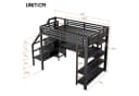 Merax Hochbett 140x200cm mit LED-Licht und USB-Ladestation Schwarz Metall Bild 4
