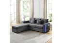 Merax 3-Sitzer L-förmiges Sofa mit LED-Beleuchtung, Cordstoff, Beige/Grau Bild 1