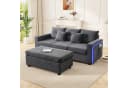Merax 3-Sitzer L-förmiges Sofa mit LED-Beleuchtung, Cordstoff, Beige/Grau Bild 2