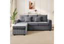 Merax 3-Sitzer L-förmiges Sofa mit LED-Beleuchtung, Cordstoff, Beige/Grau Bild 3