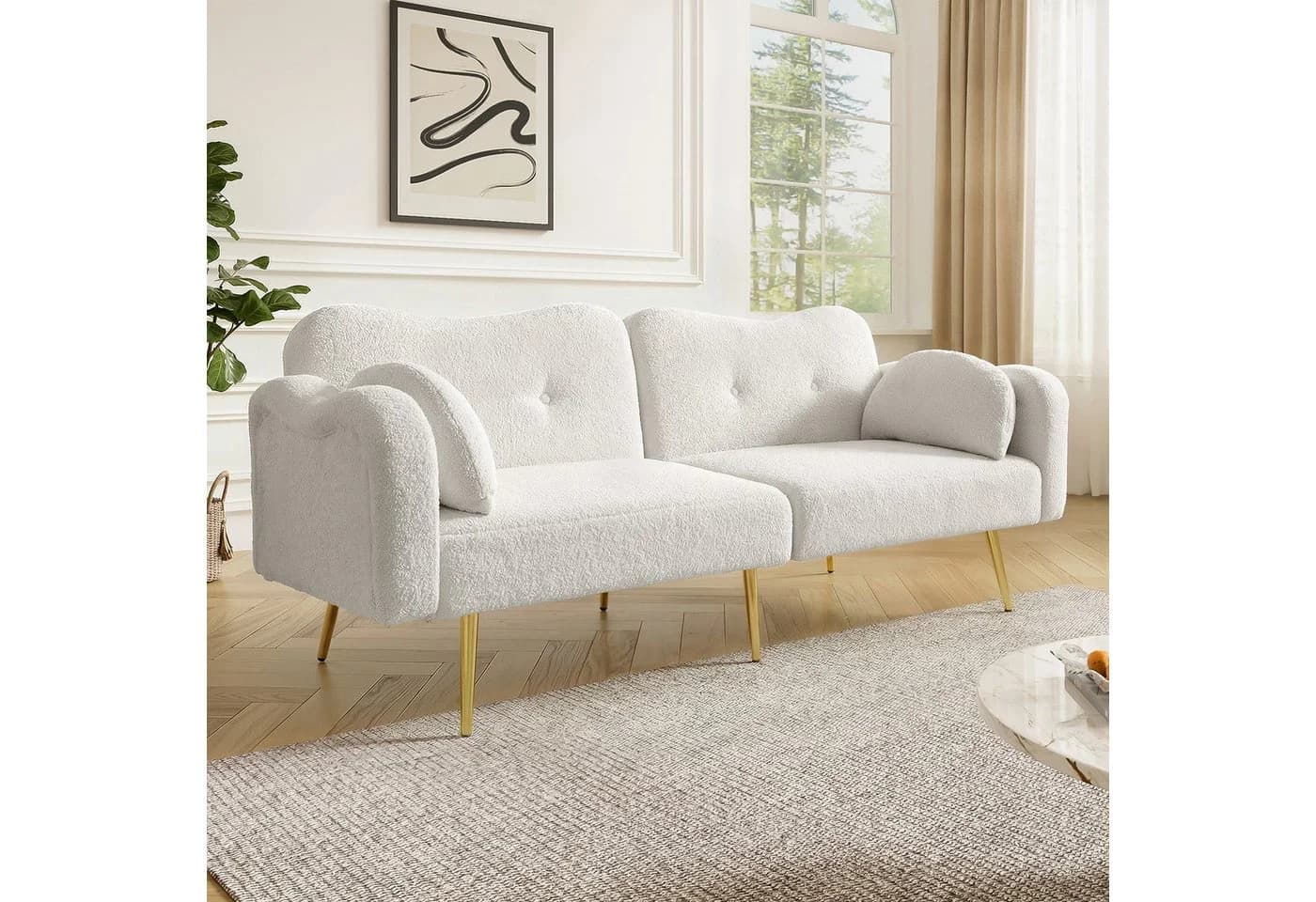 Merax Schlafsofa Bettsofa Klappsofa Wolkenform 3-fach verstellbare Rückenlehne - Bild 2