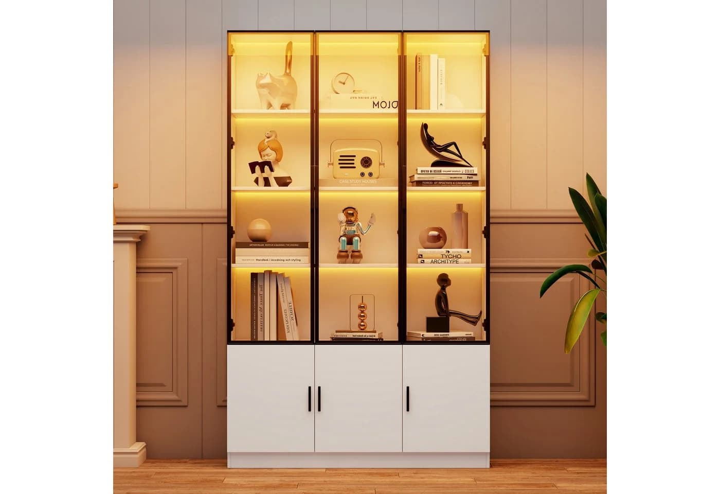 Merax Glasvitrine mit LED-Beleuchtung steuerbar per App - Bild 2