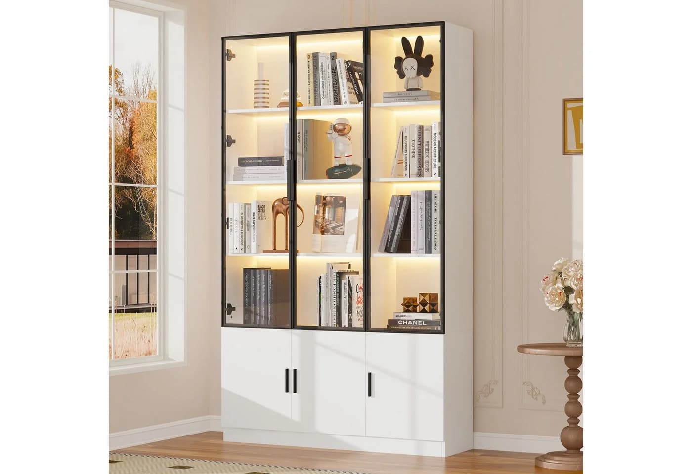 Merax Glasvitrine mit LED-Beleuchtung steuerbar per App - Bild 3