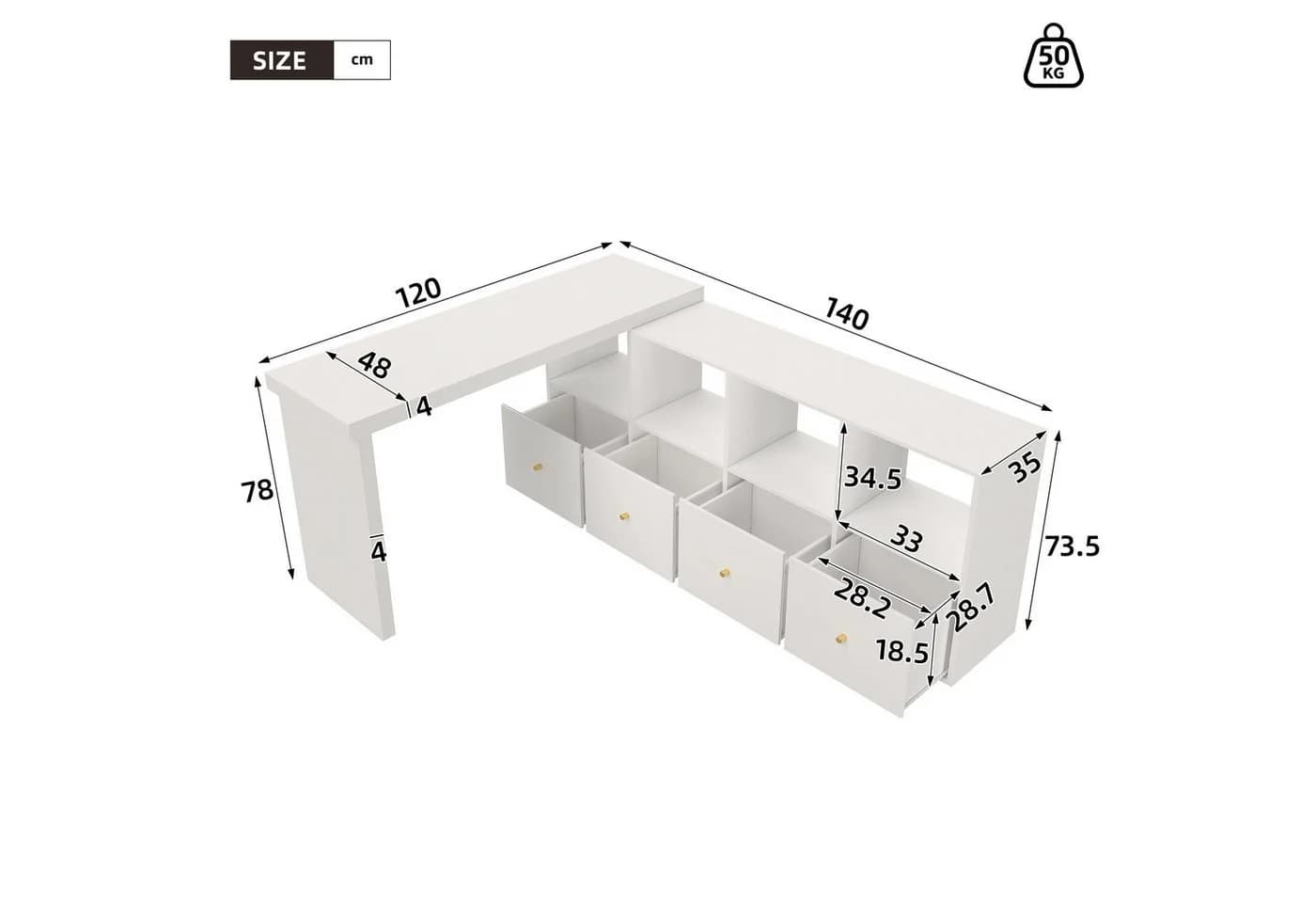 Merax 360° drehbarer L-förmiger Bürotisch - Bild 3