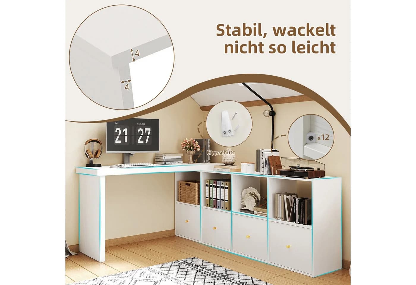 Merax 360° drehbarer L-förmiger Bürotisch - Bild 4