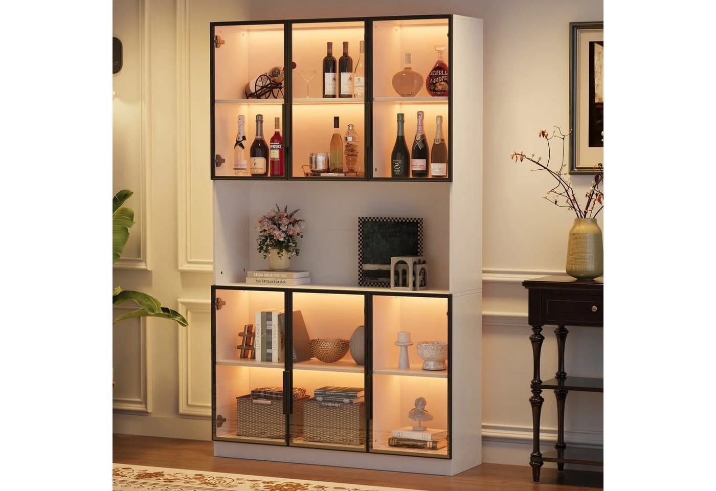 Merax Glasvitrine mit LED-Beleuchtung per App