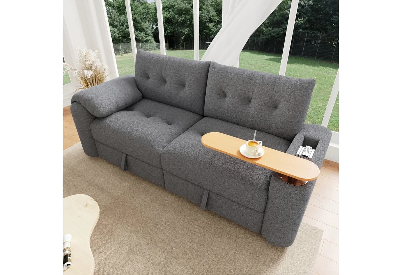 Merax 3-Sitzer Sofa Teddyplüsch modular Stauraum - Bild 2