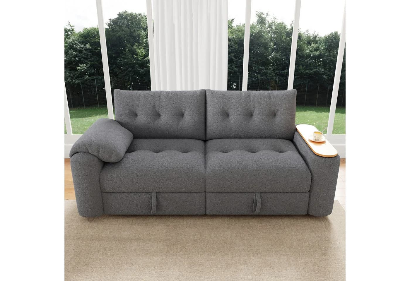 Merax 3-Sitzer Sofa Teddyplüsch modular Stauraum - Bild 3