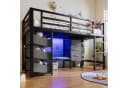 Merax Hochbett 90x200cm mit LED-Beleuchtung und Stauraum Bild 4