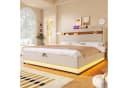 Merax Polsterbett 180x200 mit LED, USB & Stauraum Beige Bild 4