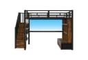 Merax Hochbett mit LED-Beleuchtung, Stauraumtreppe & Schreibtisch Bild 5